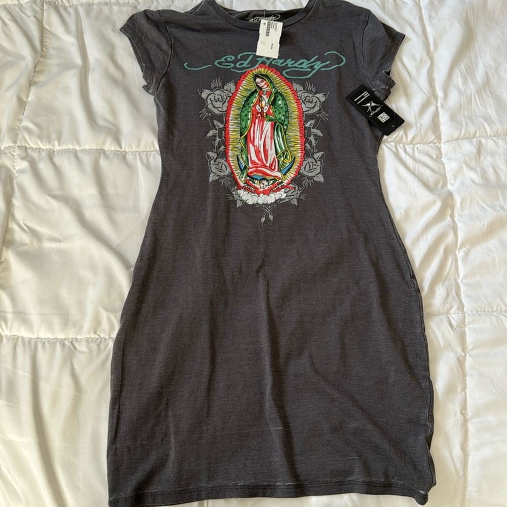 Ed Hardy Dress top Gray New small